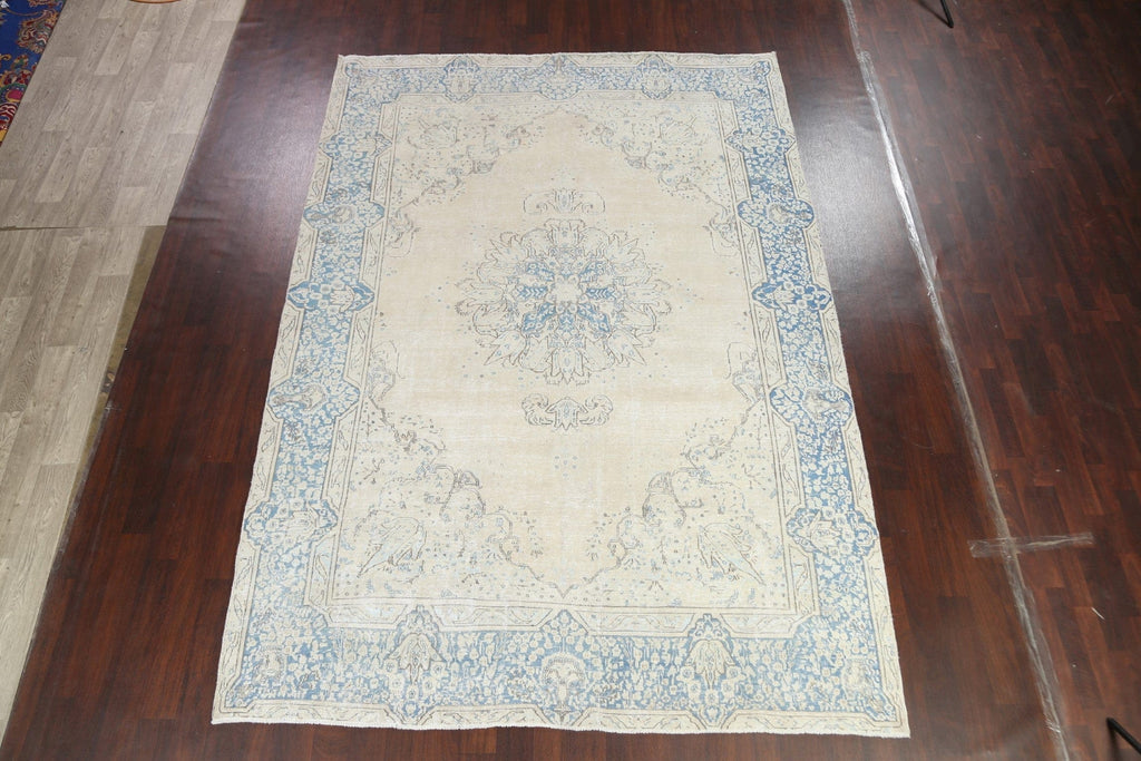 Muted Distressed Kerman Persian Area Rug 8x12