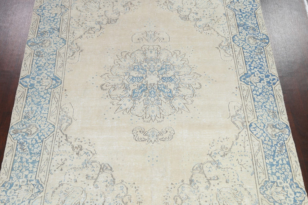 Muted Distressed Kerman Persian Area Rug 8x12