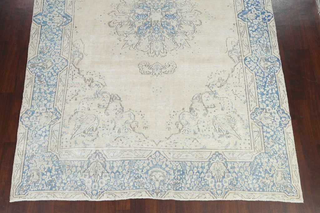 Muted Distressed Kerman Persian Area Rug 8x12