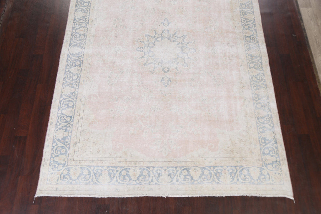 Muted Distressed Kerman Persian Area Rug 8x11