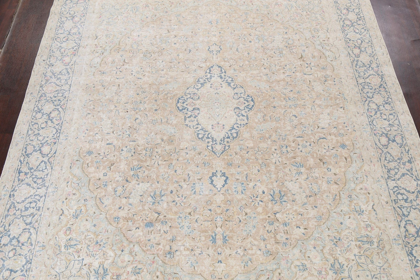 Muted Distressed Kerman Persian Area Rug 10x12