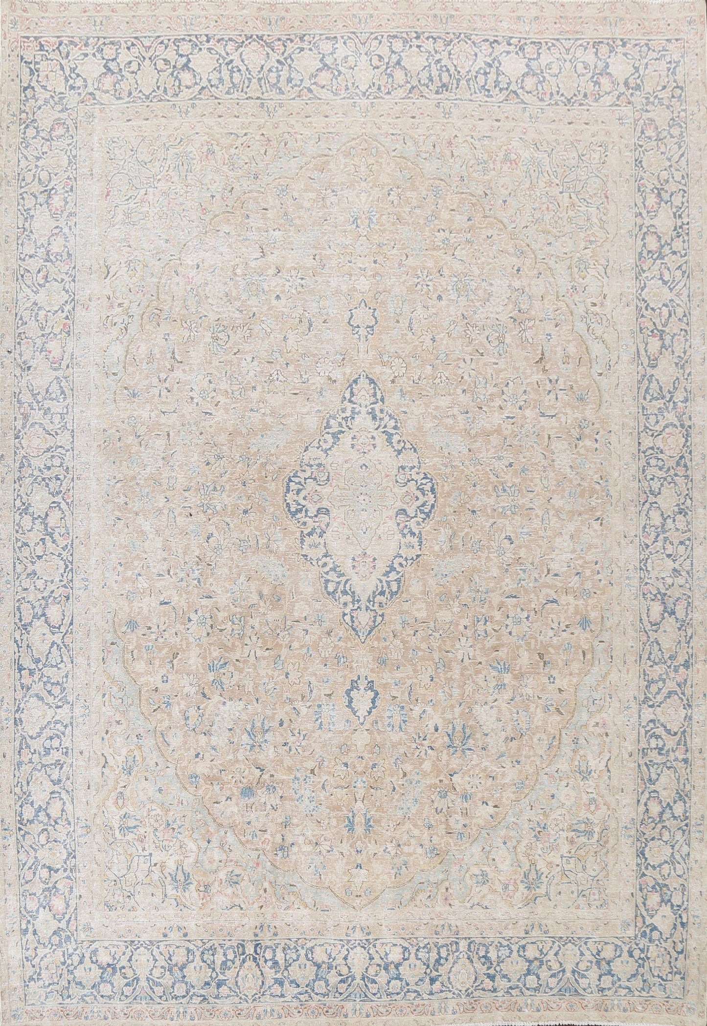 Muted Distressed Kerman Persian Area Rug 10x12