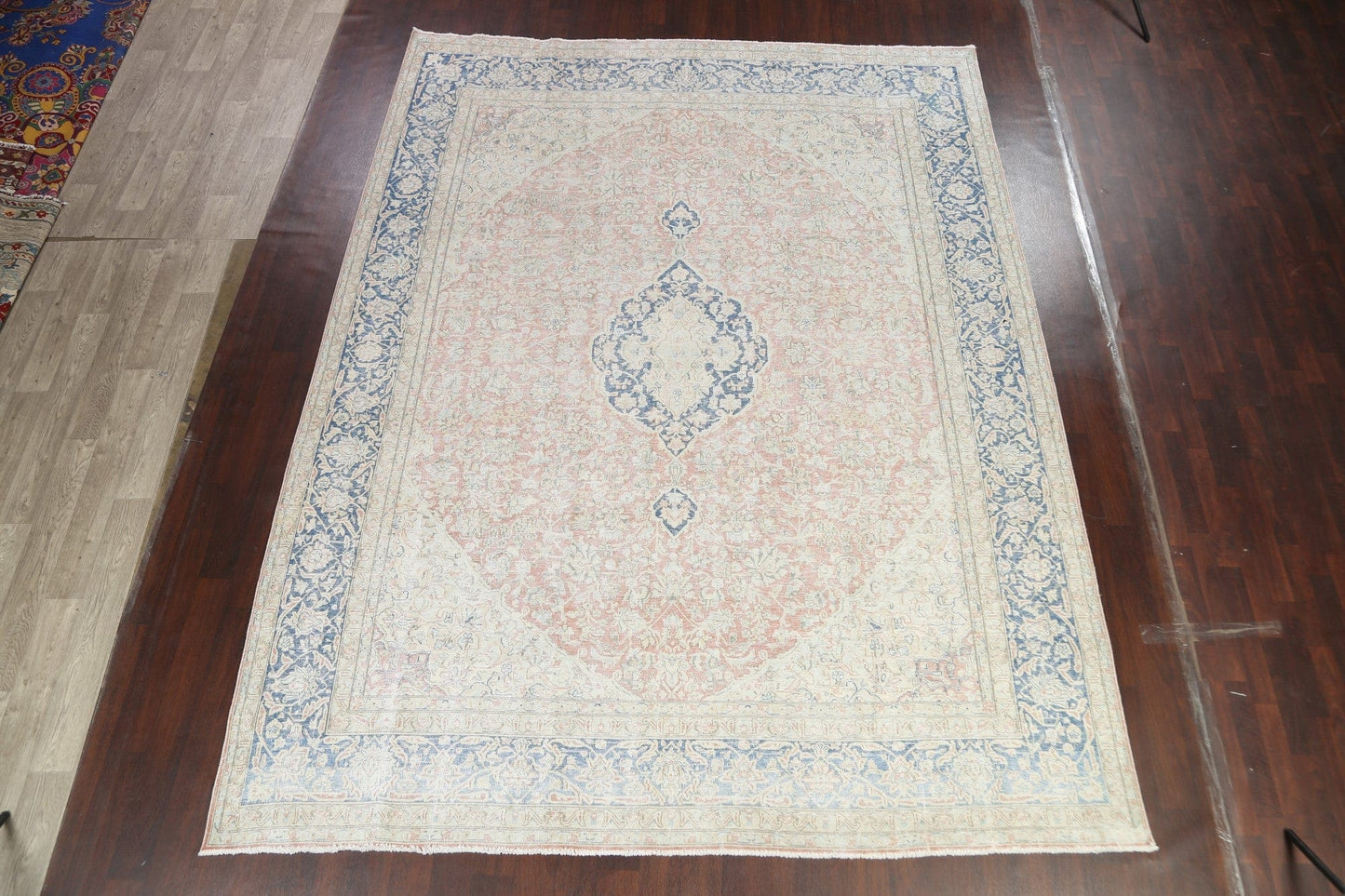 Muted Distressed Kerman Persian Area Rug 10x13