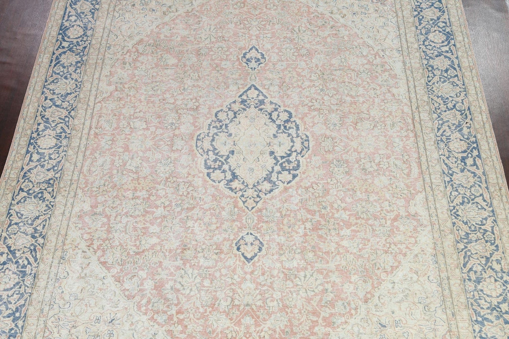 Muted Distressed Kerman Persian Area Rug 10x13