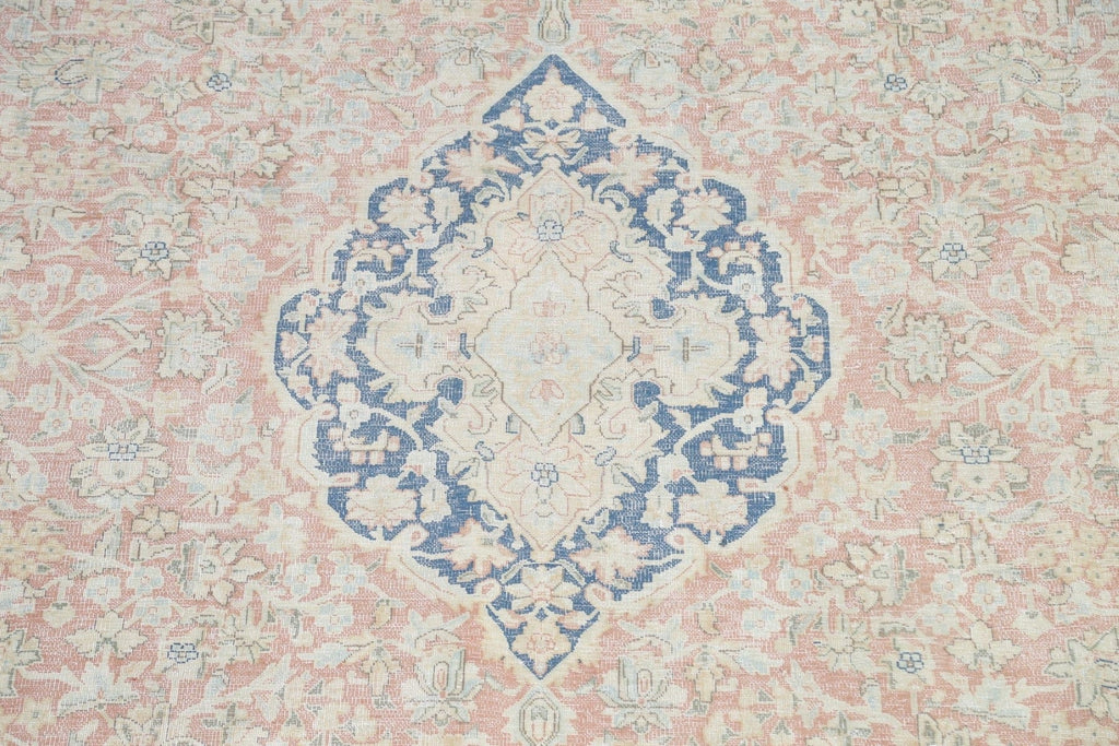 Muted Distressed Kerman Persian Area Rug 10x13