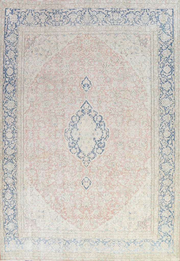 Muted Distressed Kerman Persian Area Rug 10x13