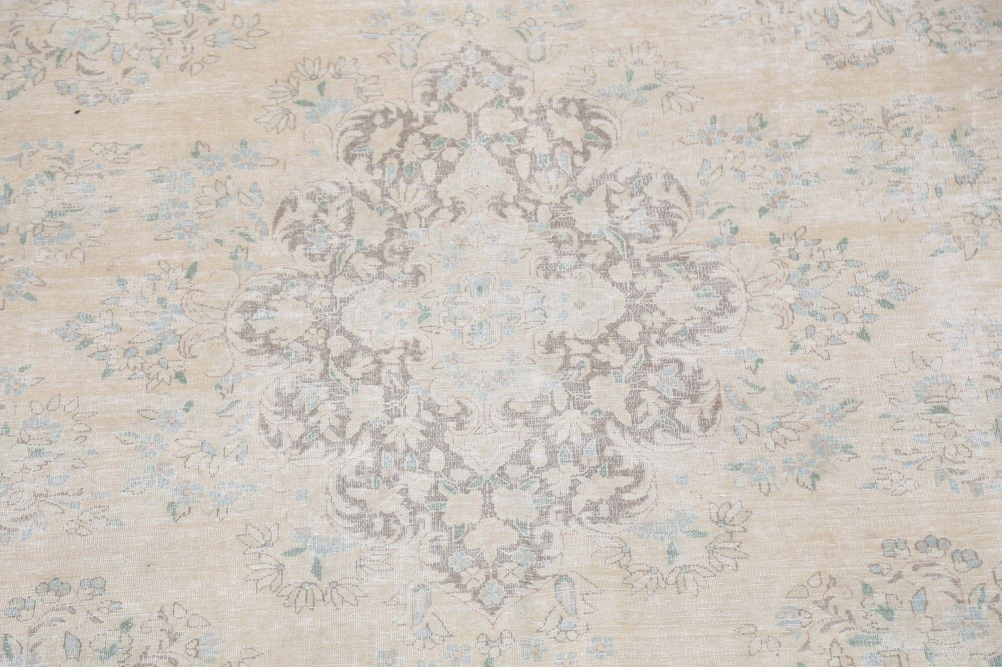 Muted Distressed Kerman Persian Area Rug 10x13