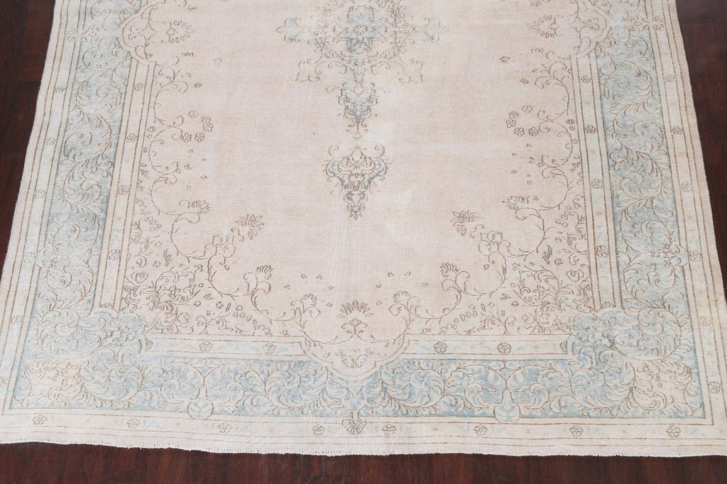 Muted Distressed Kerman Persian Area Rug 8x11