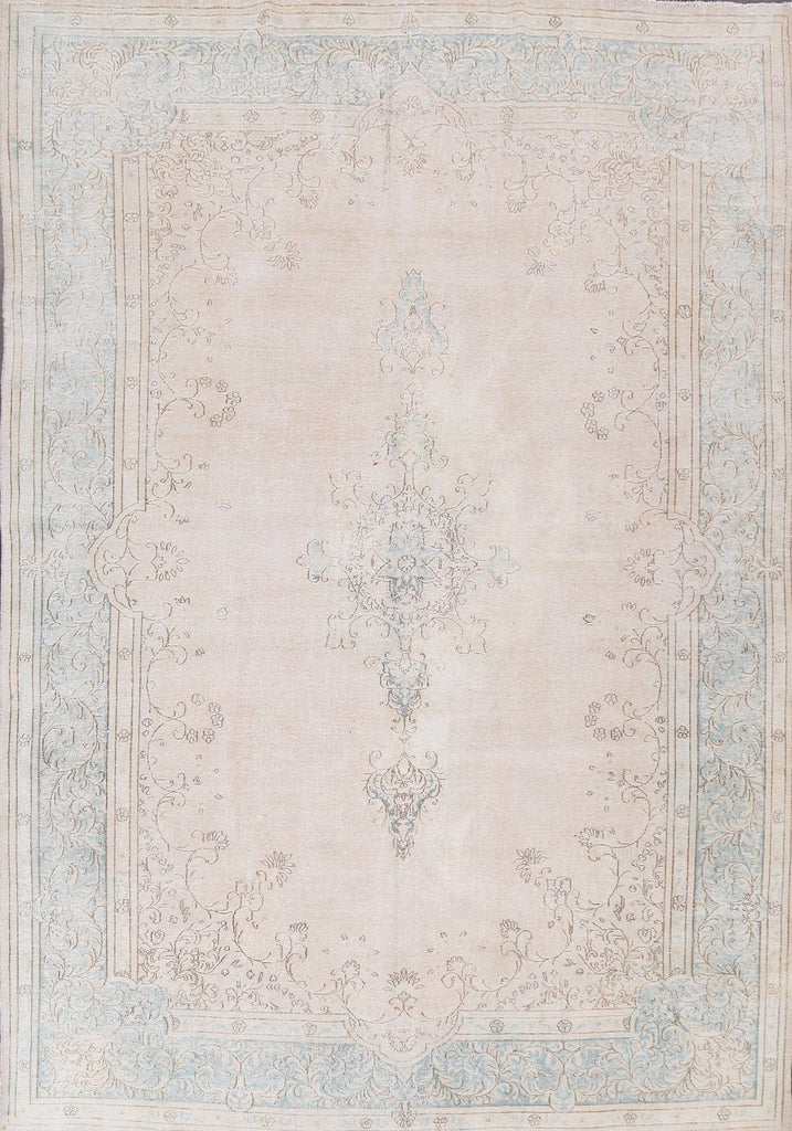 Muted Distressed Kerman Persian Area Rug 8x11