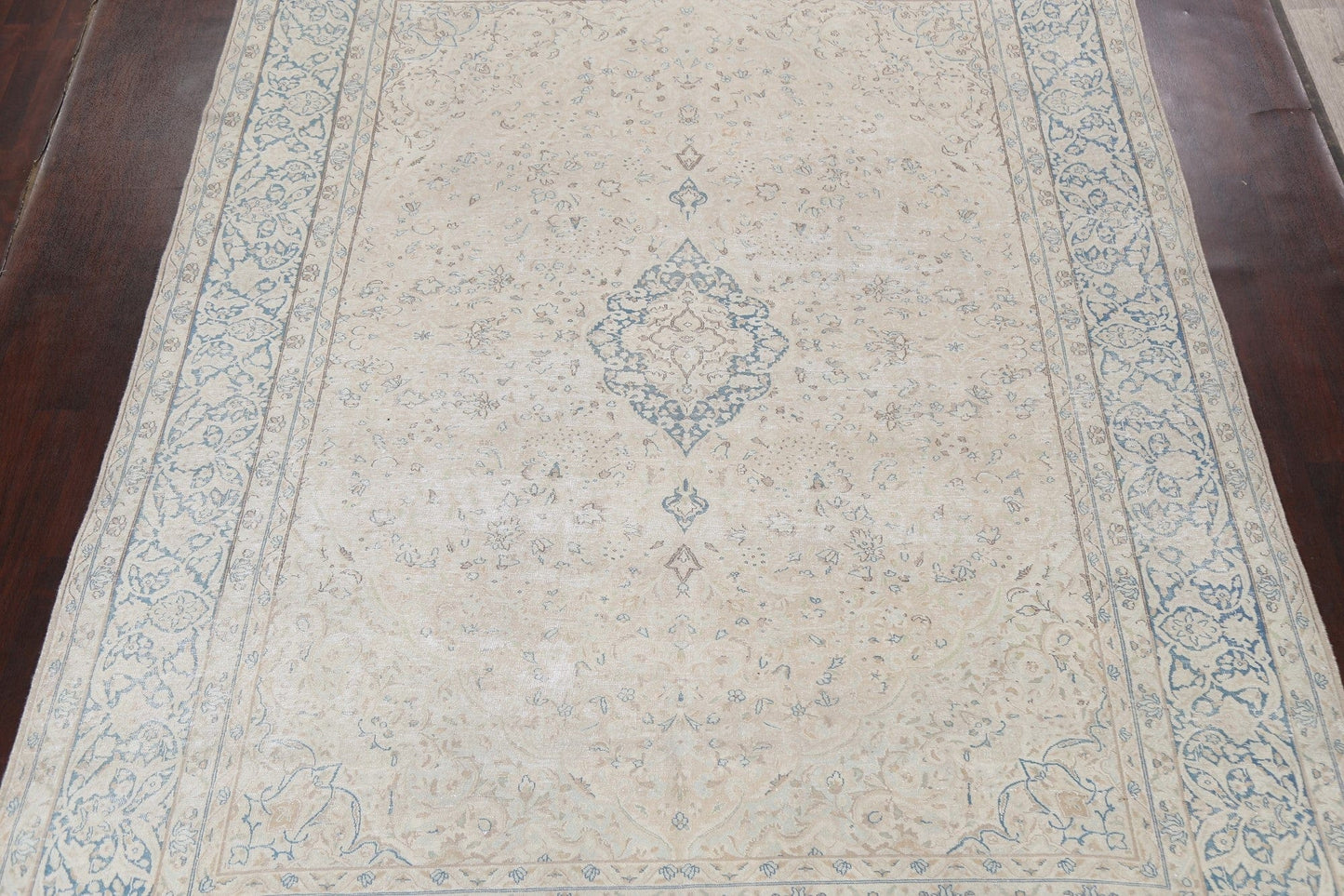 Muted Distressed Kerman Persian Area Rug 9x13