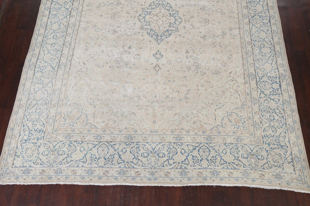 Muted Distressed Kerman Persian Area Rug 9x13