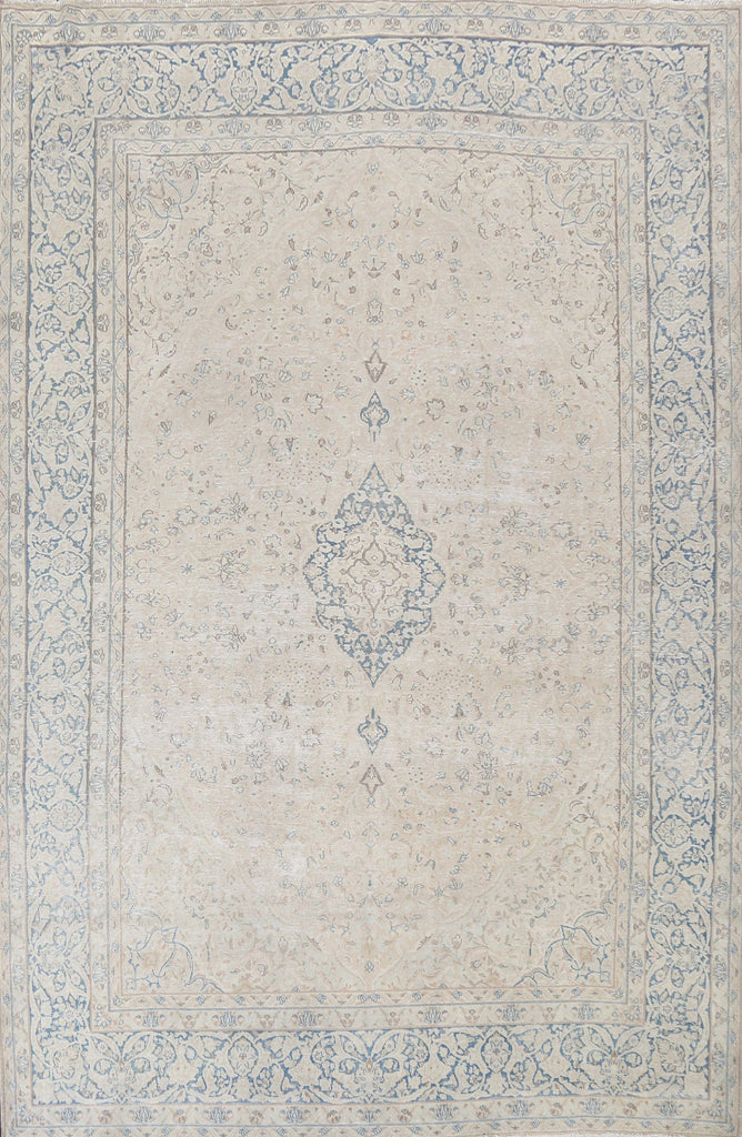 Muted Distressed Kerman Persian Area Rug 9x13