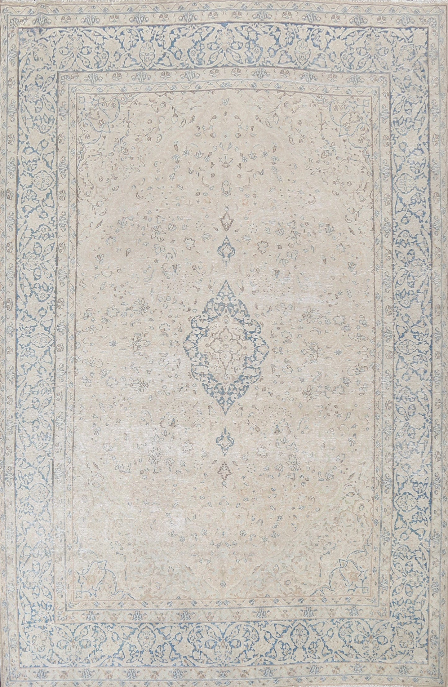 Muted Distressed Kerman Persian Area Rug 9x13