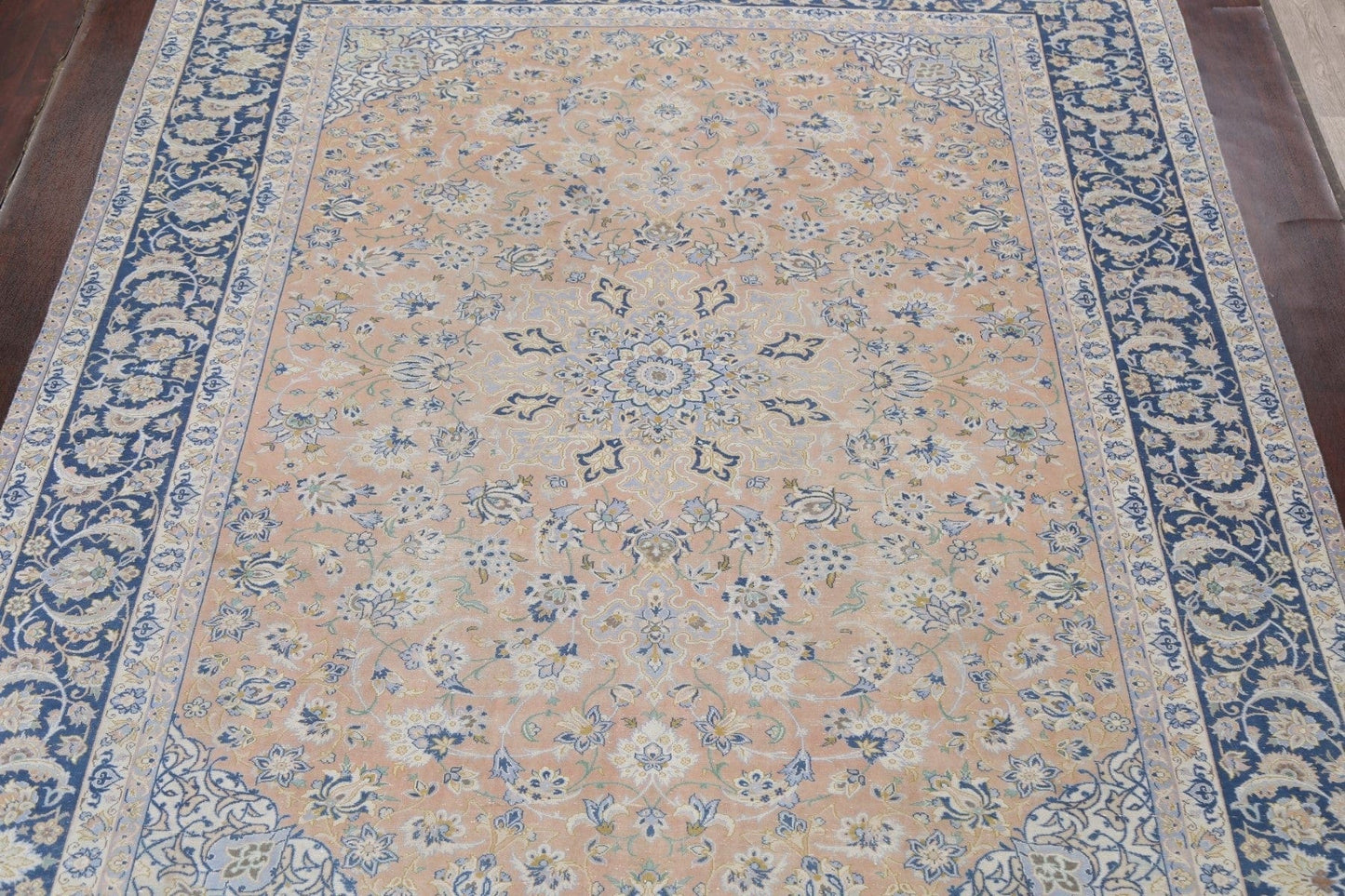 Muted Distressed Kashan Persian Area Rug 10x13