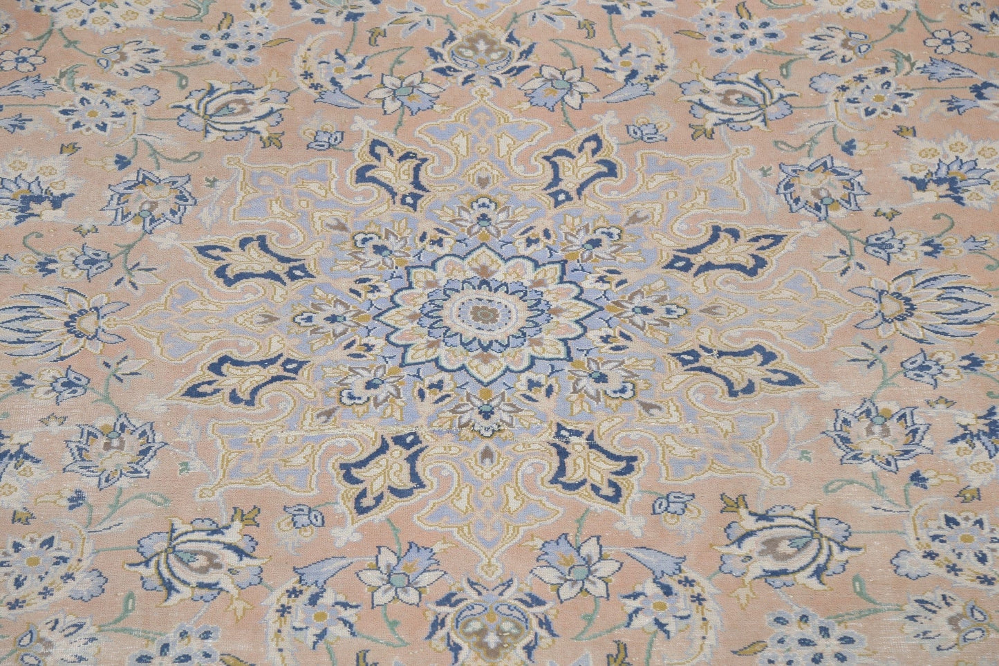 Muted Distressed Kashan Persian Area Rug 10x13