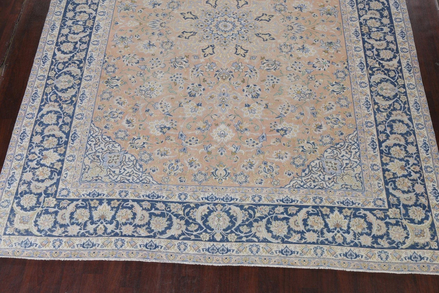 Muted Distressed Kashan Persian Area Rug 10x13