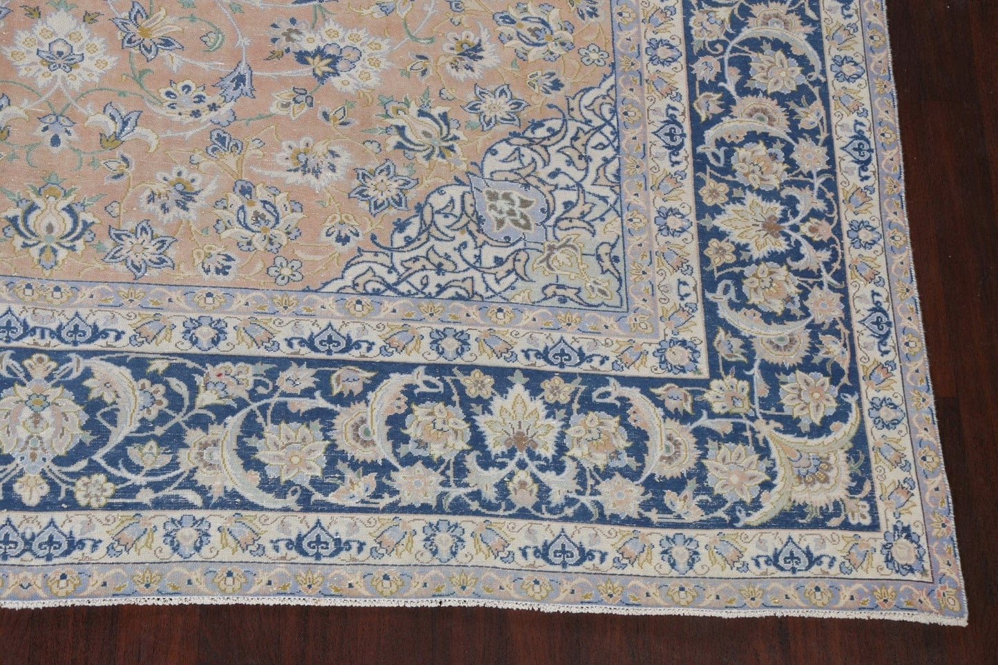 Muted Distressed Kashan Persian Area Rug 10x13