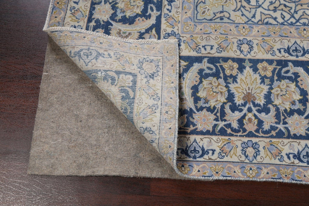 Muted Distressed Kashan Persian Area Rug 10x13