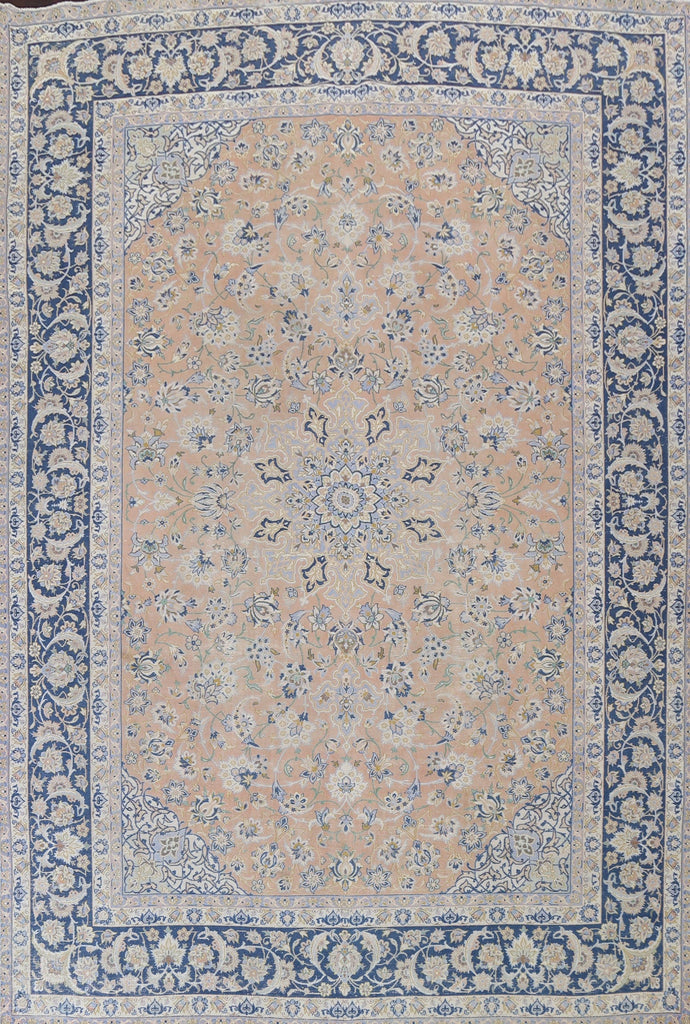 Muted Distressed Kashan Persian Area Rug 10x13