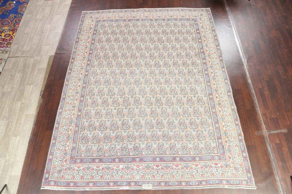 Muted Distressed Kerman Persian Area Rug 10x13