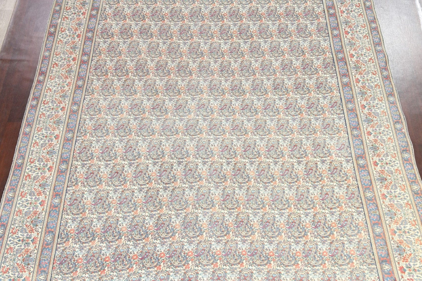 Muted Distressed Kerman Persian Area Rug 10x13