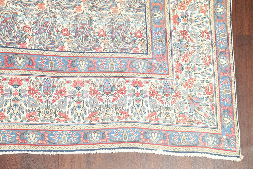 Muted Distressed Kerman Persian Area Rug 10x13