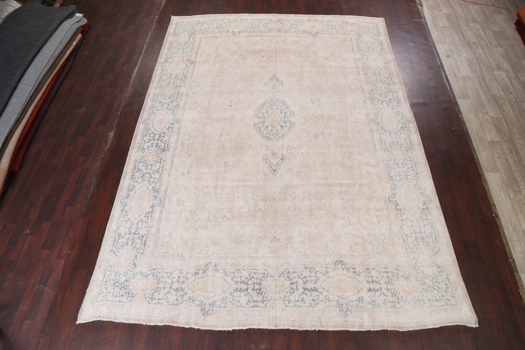 Muted Distressed Kerman Persian Area Rug 10x13