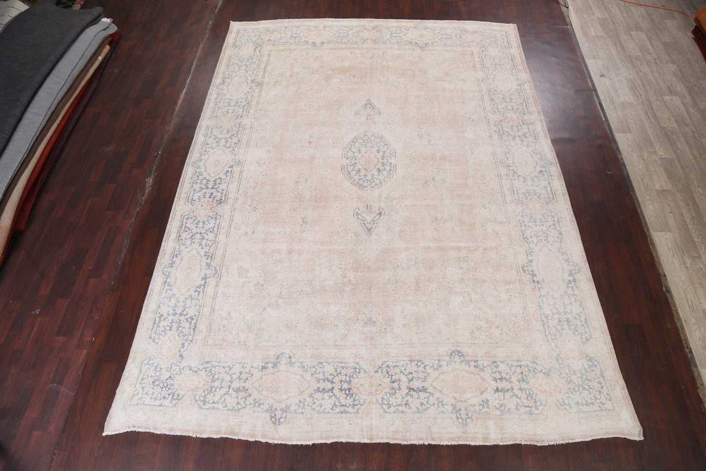 Muted Distressed Kerman Persian Area Rug 10x13