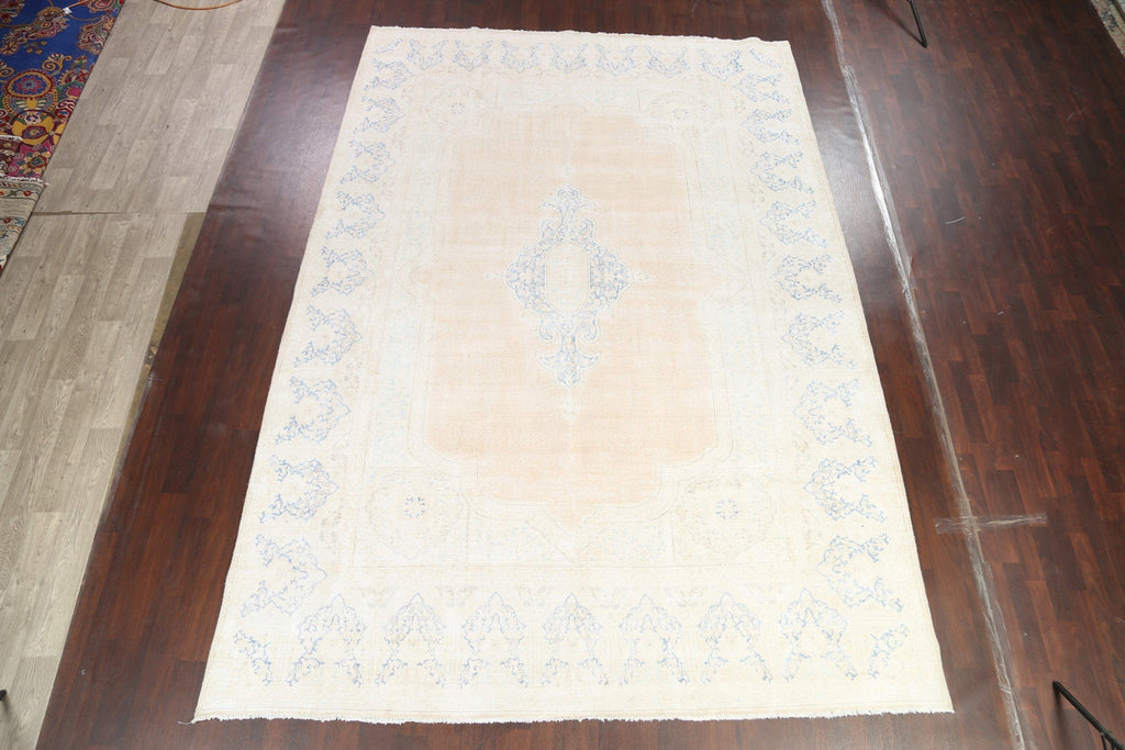 Muted Distressed Kerman Persian Area Rug 9x13