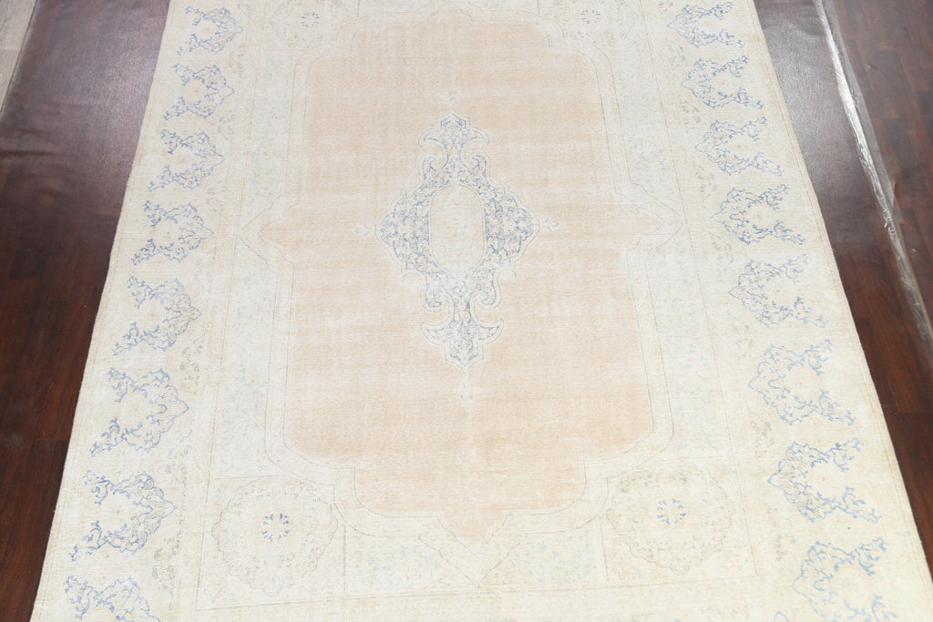 Muted Distressed Kerman Persian Area Rug 9x13