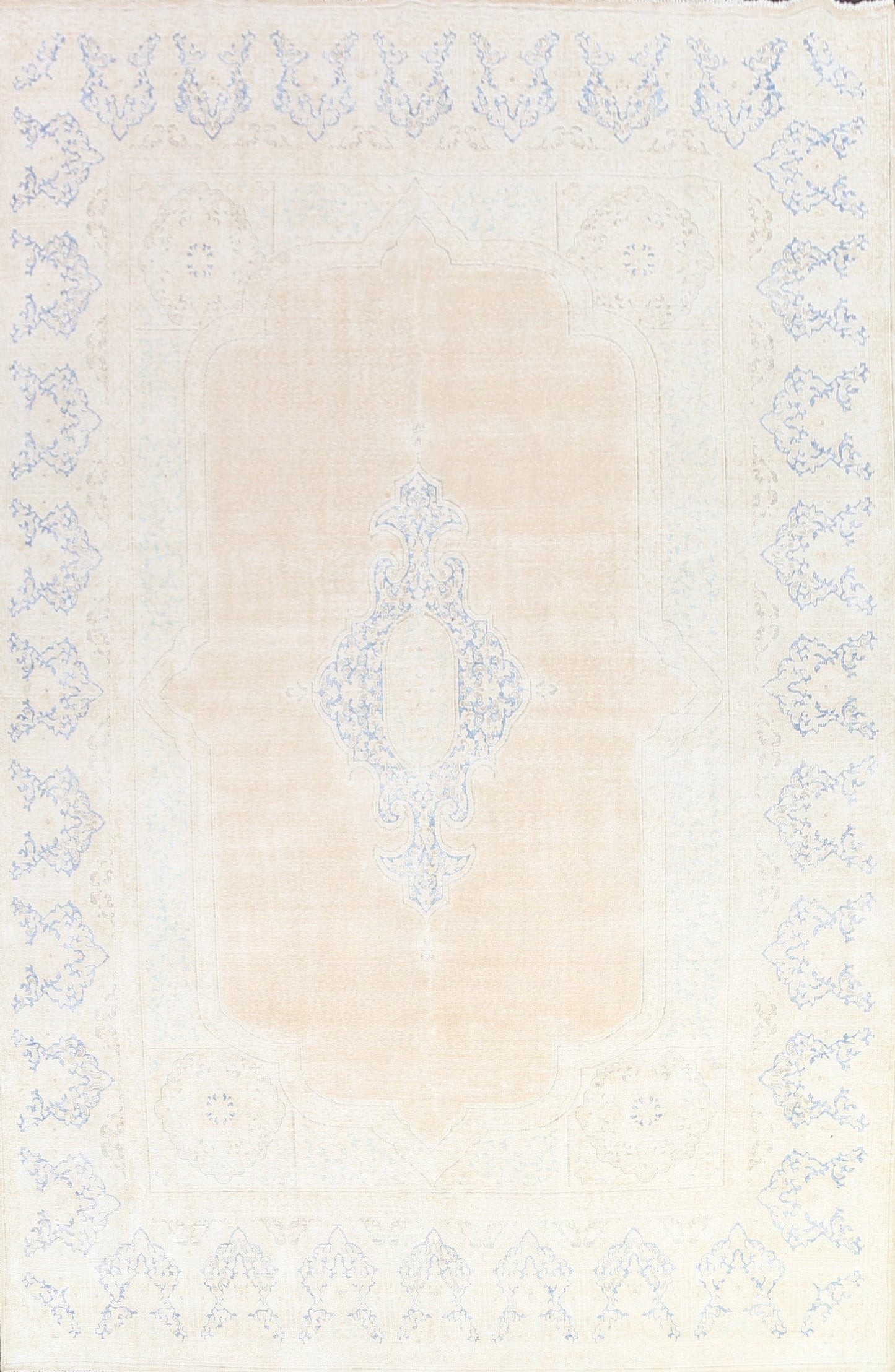 Muted Distressed Kerman Persian Area Rug 9x13