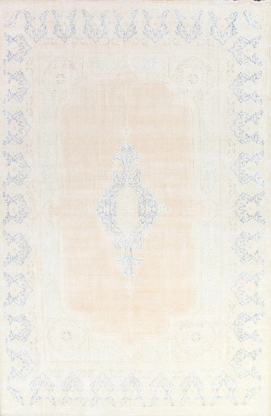 Muted Distressed Kerman Persian Area Rug 9x13