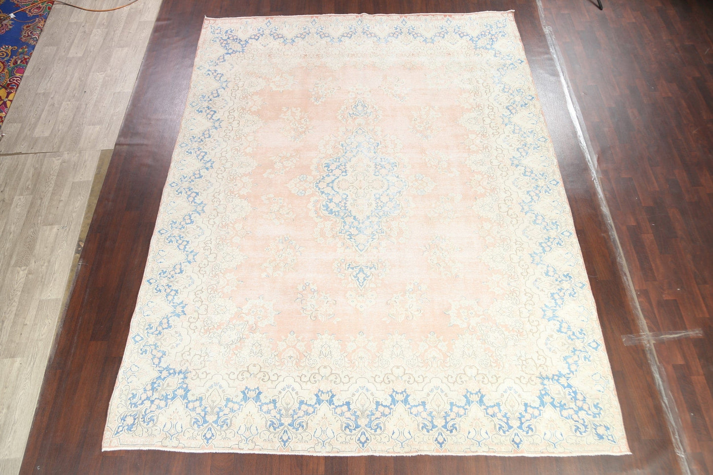 Muted Distressed Kerman Persian Area Rug 10x13