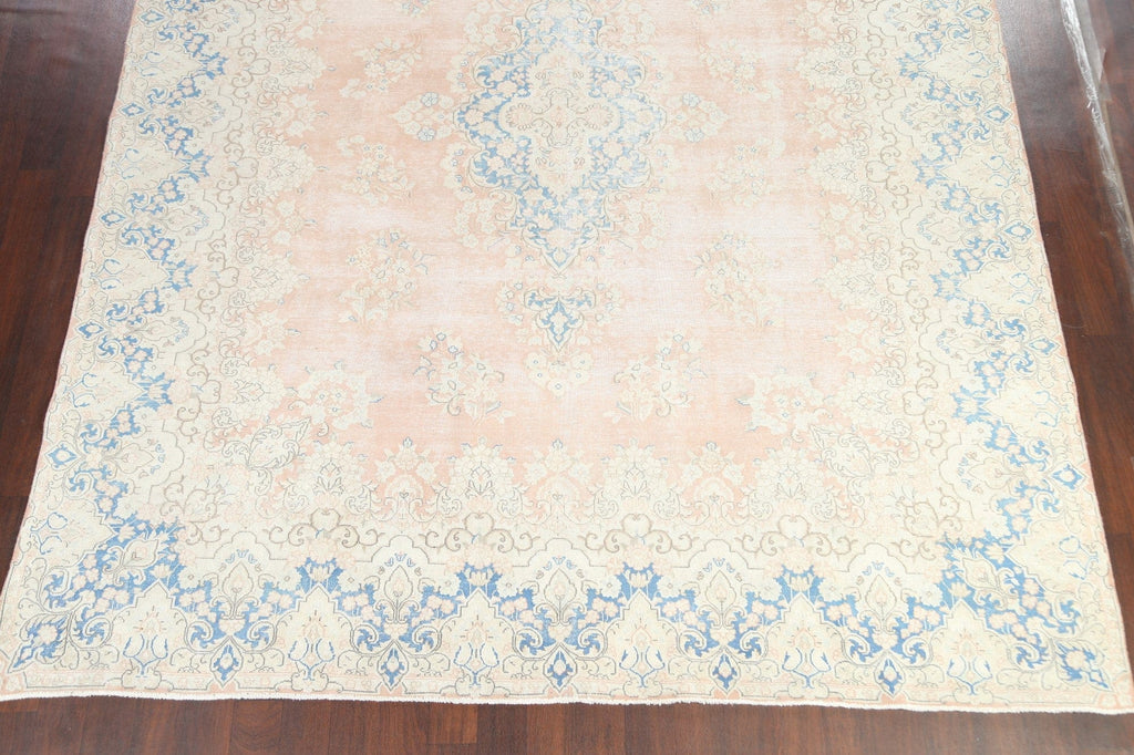 Muted Distressed Kerman Persian Area Rug 10x13