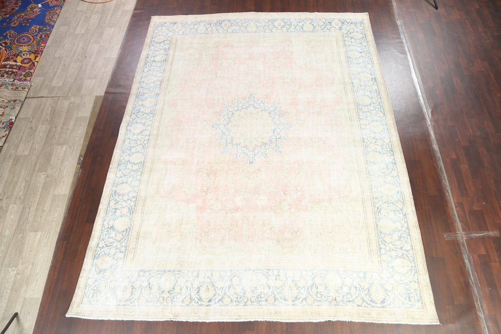 Muted Distressed Kerman Persian Area Rug 10x13