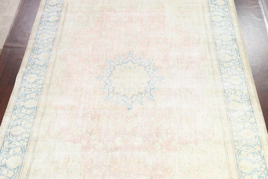 Muted Distressed Kerman Persian Area Rug 10x13