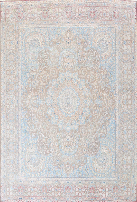 Muted Distressed Kerman Persian Area Rug 10x13