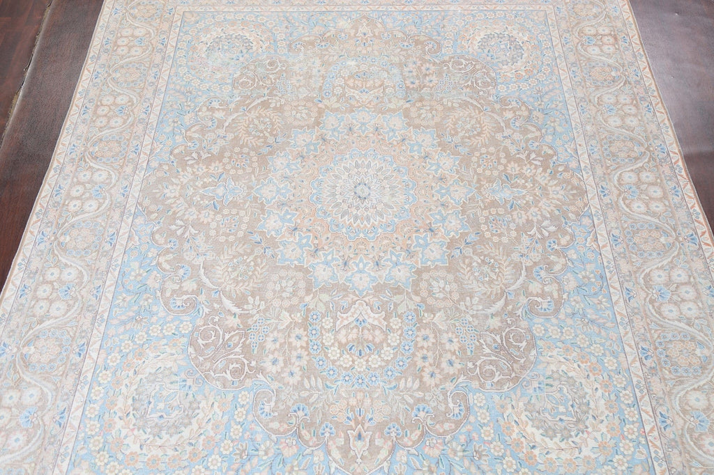 Muted Distressed Kerman Persian Area Rug 10x13