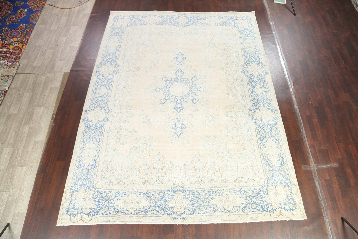 Muted Distressed Kerman Persian Area Rug 10x13