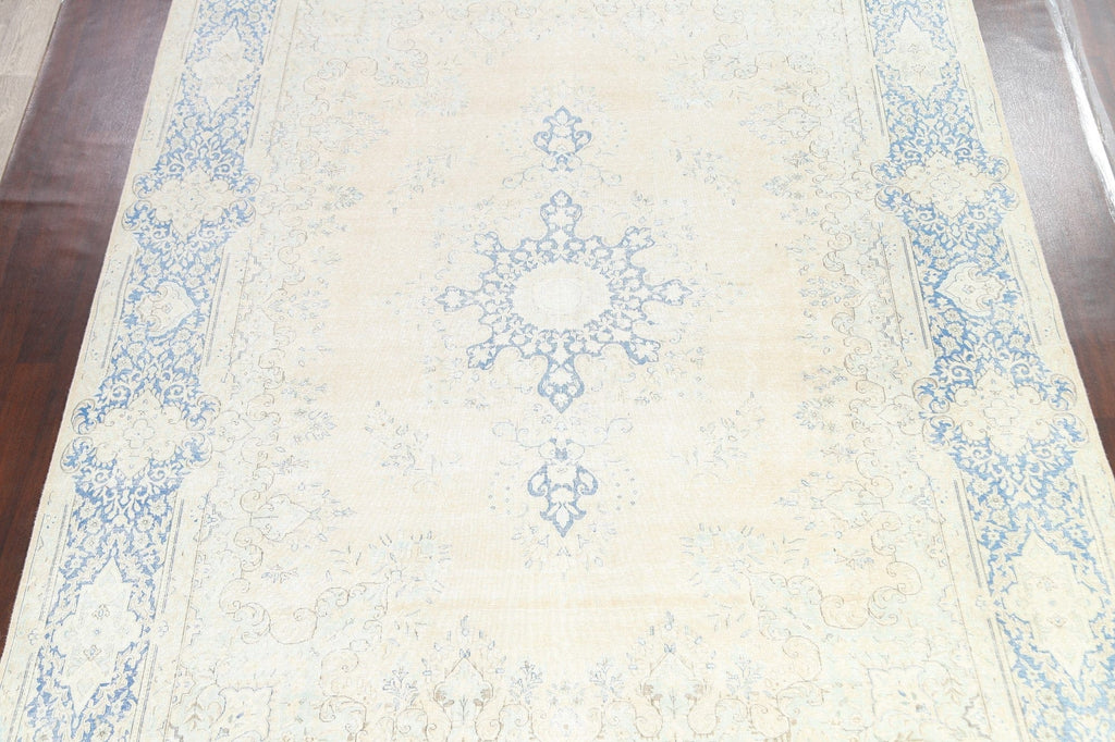 Muted Distressed Kerman Persian Area Rug 10x13