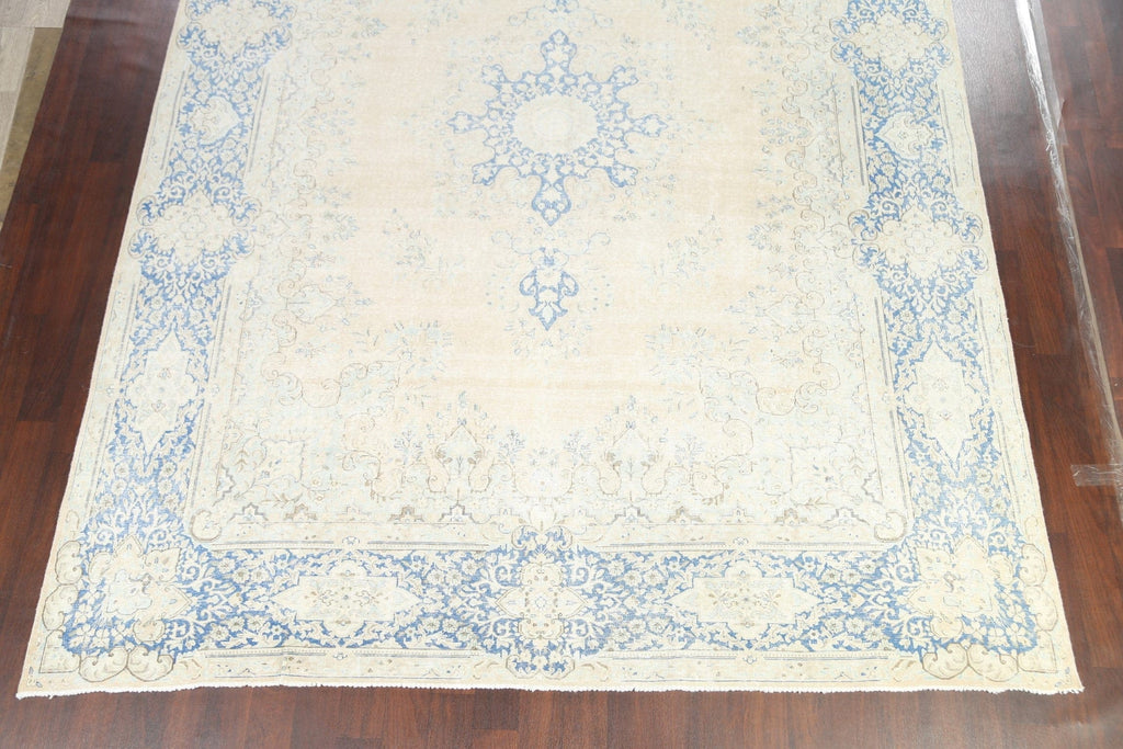 Muted Distressed Kerman Persian Area Rug 10x13