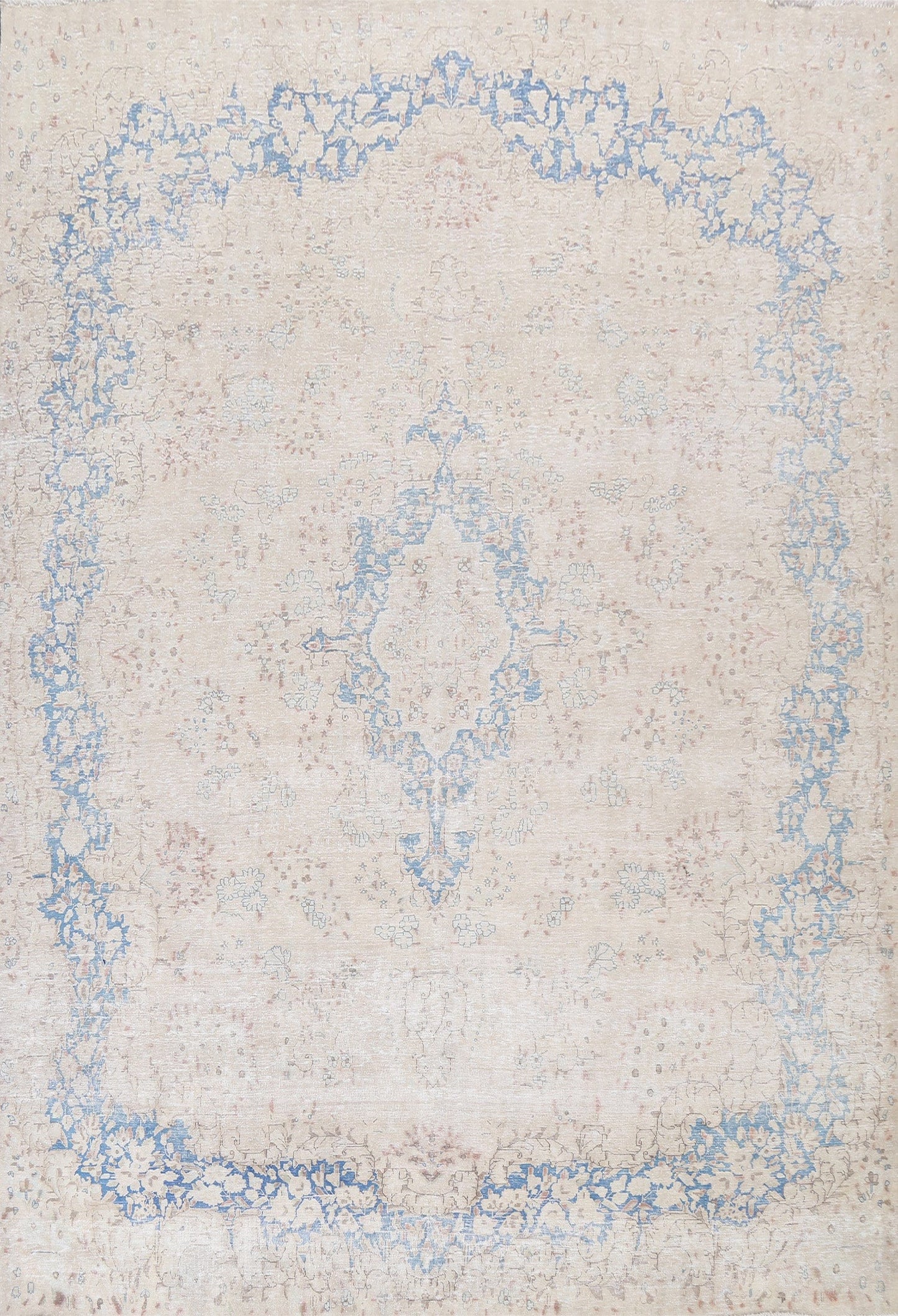 Muted Distressed Kerman Persian Wool Rug 10x12