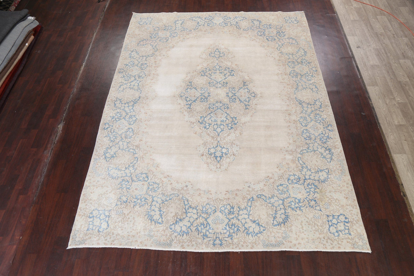 Muted Distressed Kerman Persian Handmade Rug 9x12