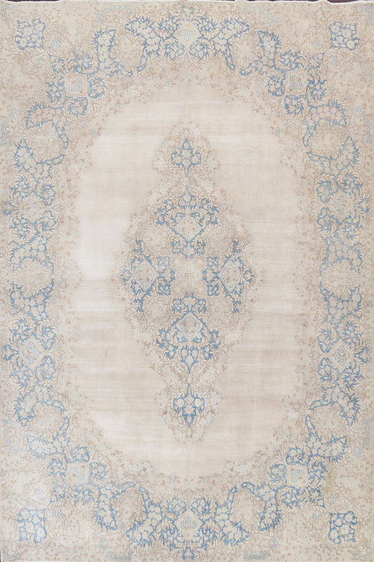 Muted Distressed Kerman Persian Handmade Rug 9x12