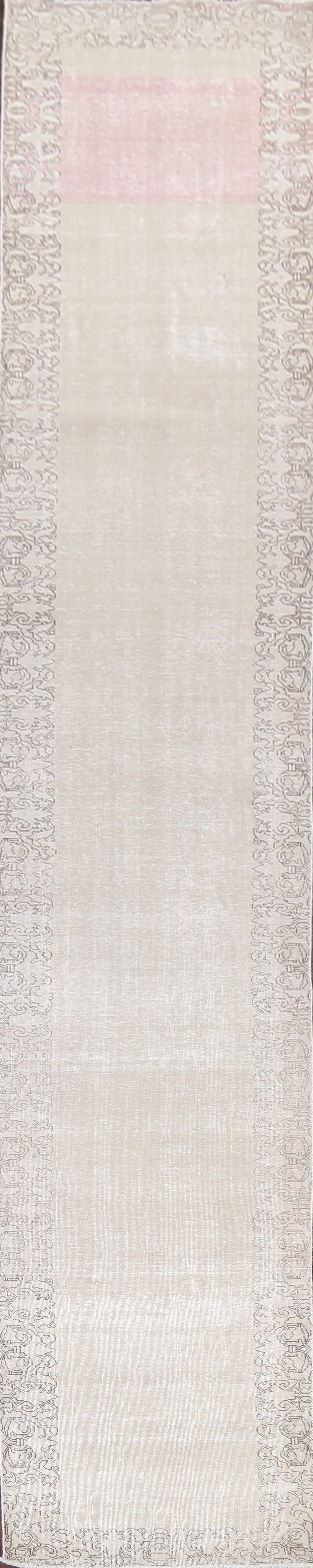 Muted Distressed Tabriz Persian Runner Rug 3x19