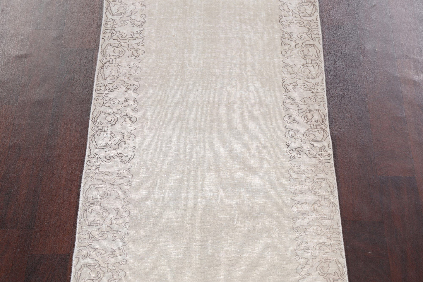 Muted Distressed Tabriz Persian Runner Rug 3x19