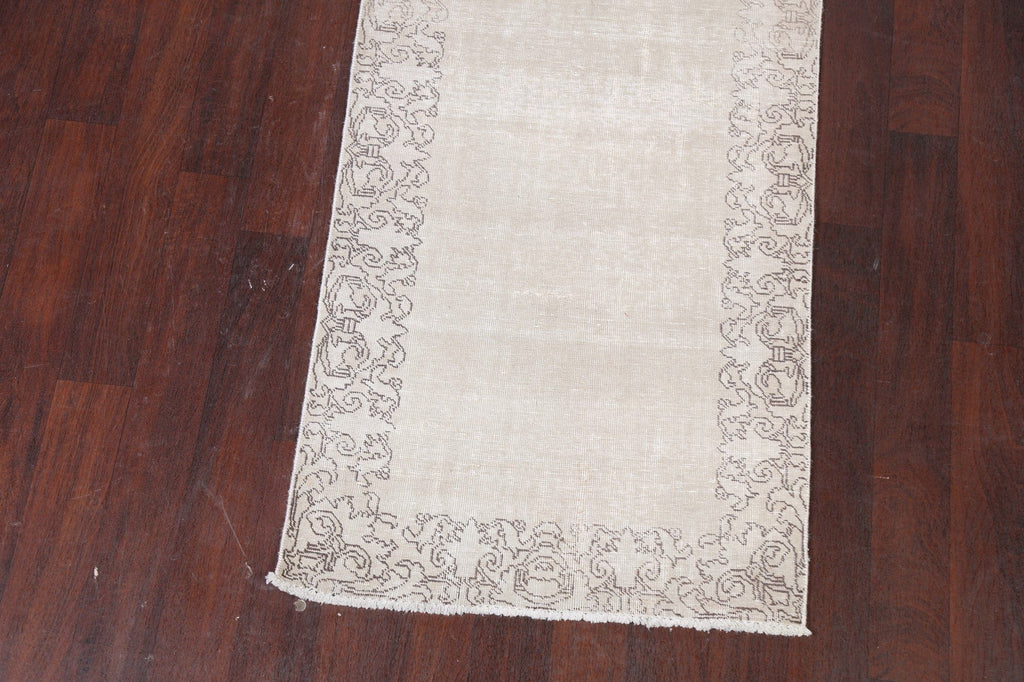 Muted Distressed Tabriz Persian Runner Rug 3x19