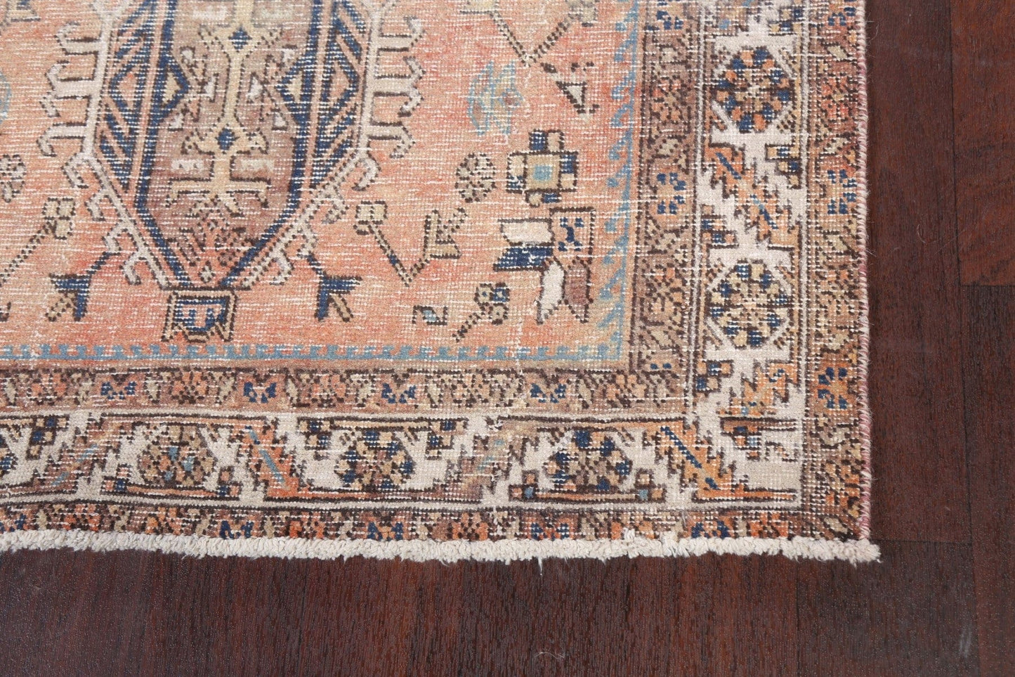 Antique Muted Distressed Heriz Persian Rug 4x14 Runner