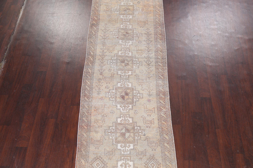 Antique Muted Runner Shiraz Persian Rug 3x13