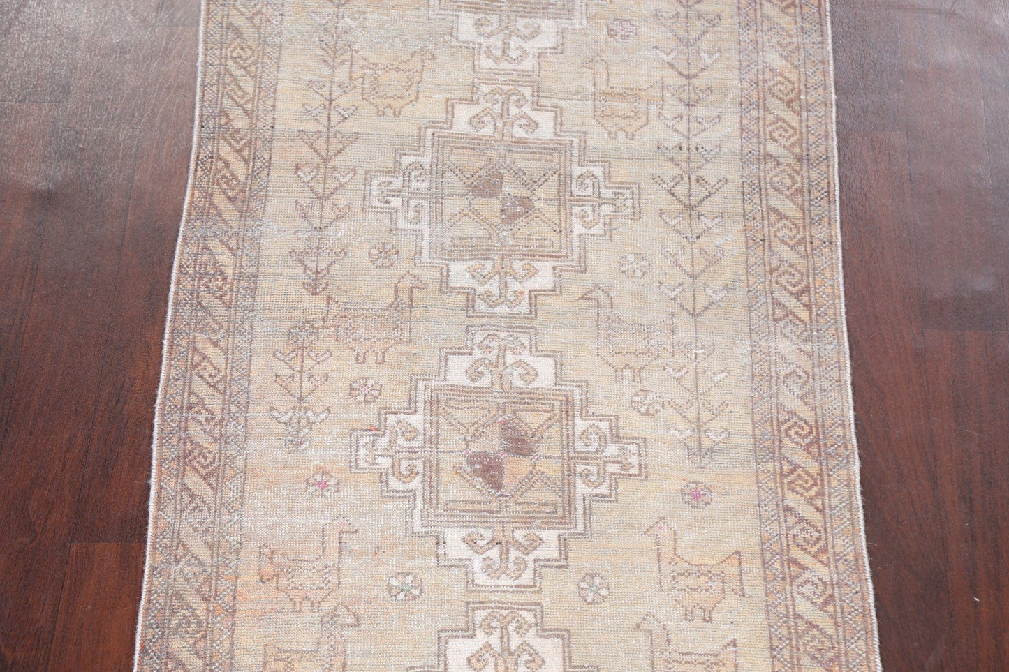 Antique Muted Runner Shiraz Persian Rug 3x13